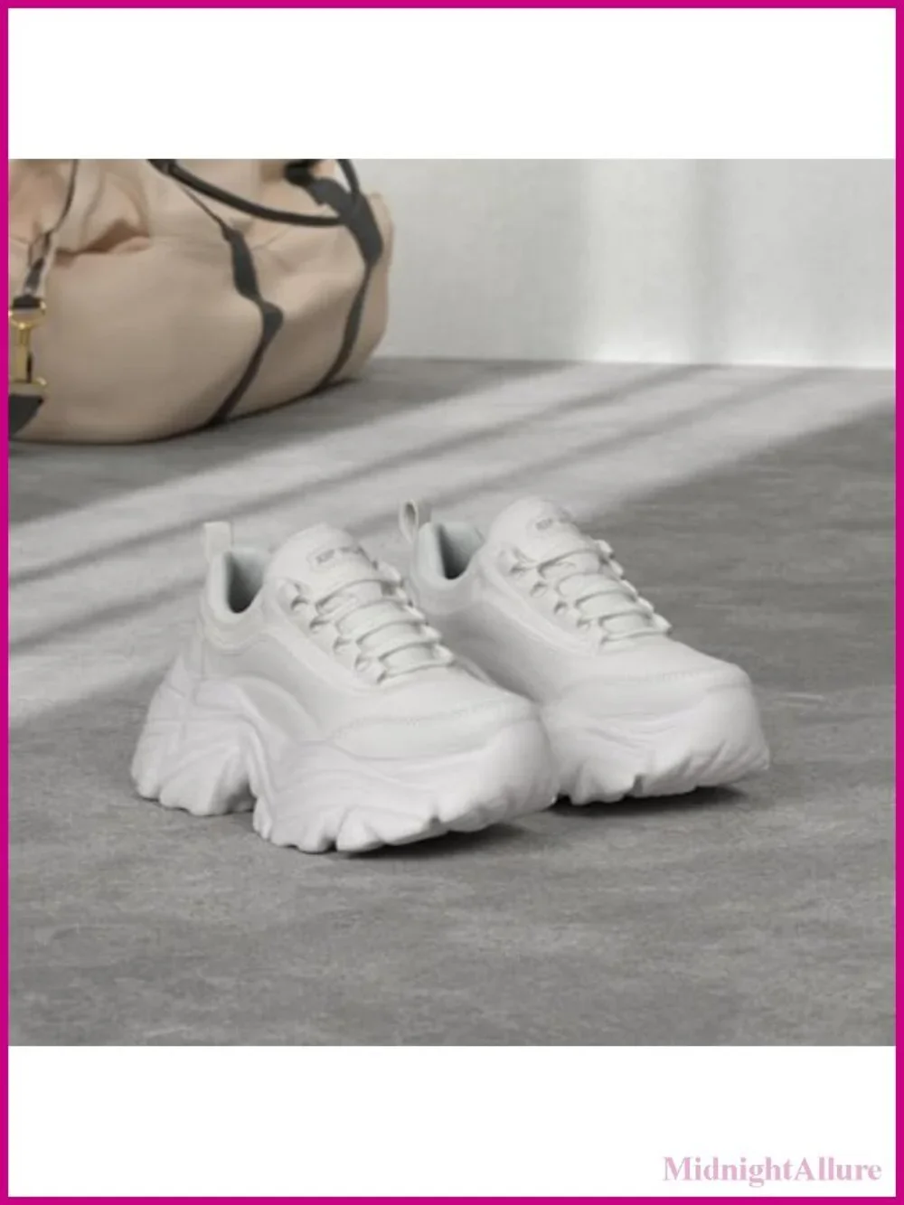 Chunky Platform Sneakers for Women Faux Leather Memory Foam Casual Athletic